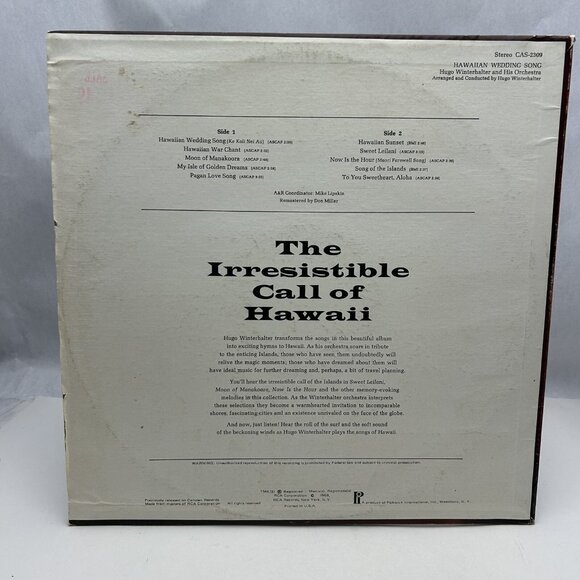 HUGO WINTERHALTER: Hawaiian Wedding Song Vinyl Record LP - Picture 2 of 4